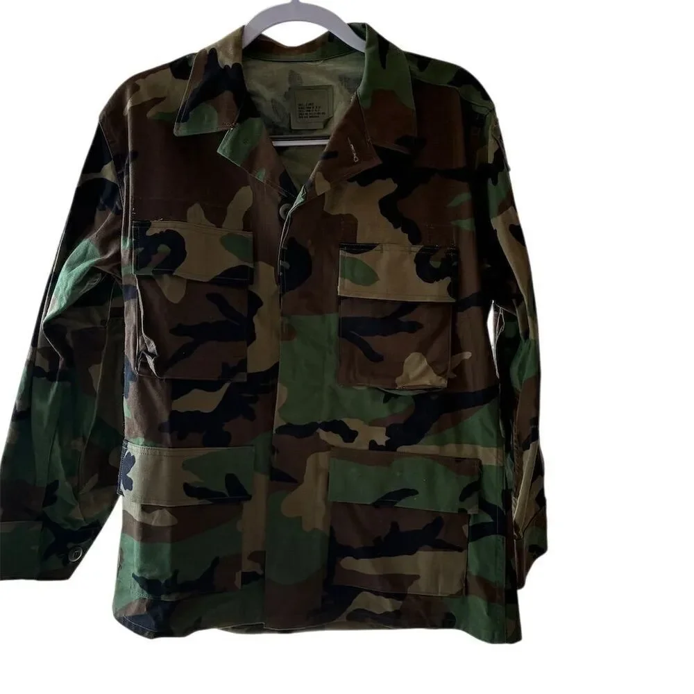 Vintage 90s Men's Camo Military Jacket and Pants Size S Button-Up Short Length